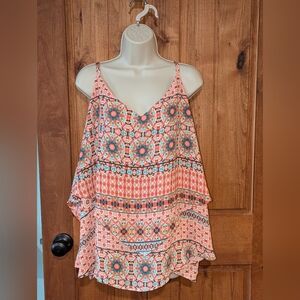 Torrid Peach‎ and Blue Asymmetrical Tiered Camisole